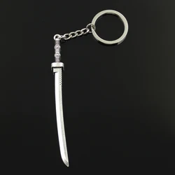 Fashion 30mm Key Ring Metal Key Chain Keychain Jewelry Antique Bronze Silver Color Plated Samurai Sword 107x10mm Pendant