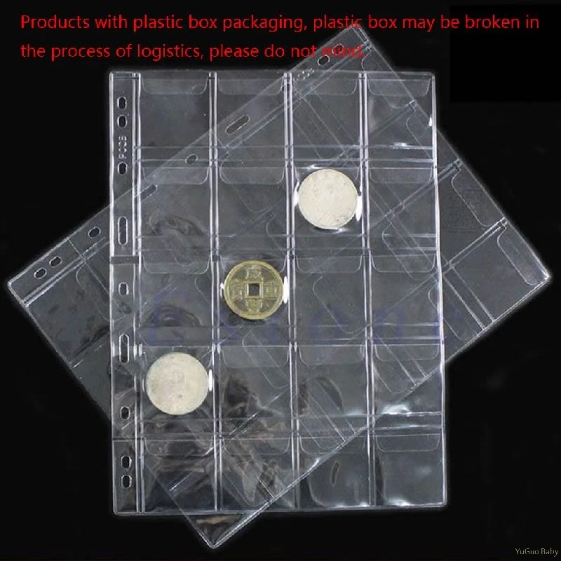 42 Pockets Classic Plastic Coin Holders Sheets For Storage Collection Album Case A2UB