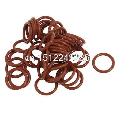 

50 Pcs 16mm Outside Dia. 2mm Thickness Red Silicone O Ring Oil Seals
