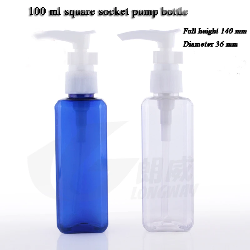 

free shipping Capacity 100ml 30pcs/lot Square jack pump bottles, plastic sub-bottling, thick-walled plastic bottle pressed