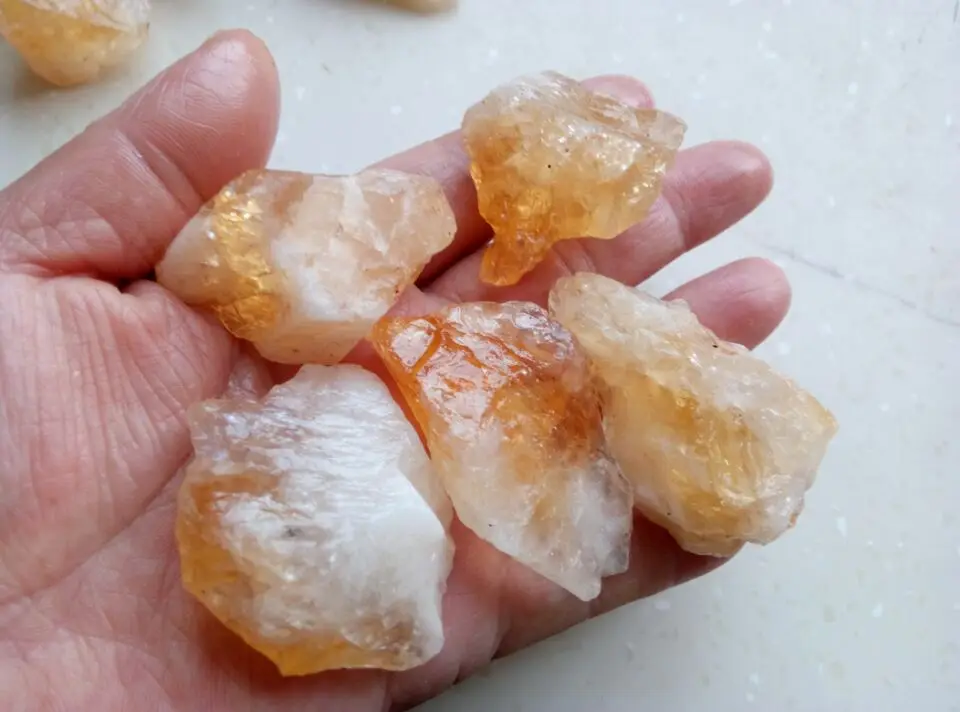 1/4lb Big Particle Natural Brazilian Citrine Unprocessed Citrine Rough Stone Mineral Specimen