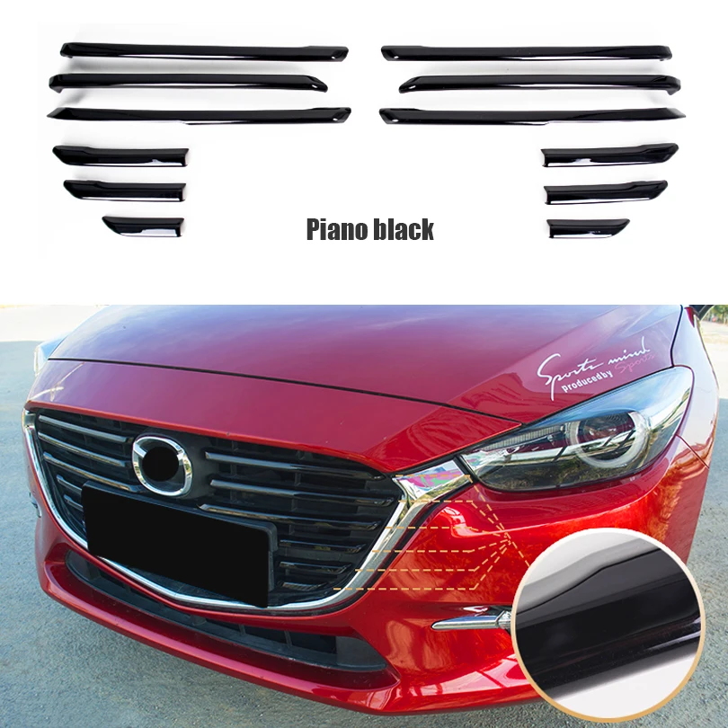 12pcs Front Bumper Mesh Hood Grille Grill Insert Cover Molding Trim Garnish for Mazda 3 AXELA 2017 2018