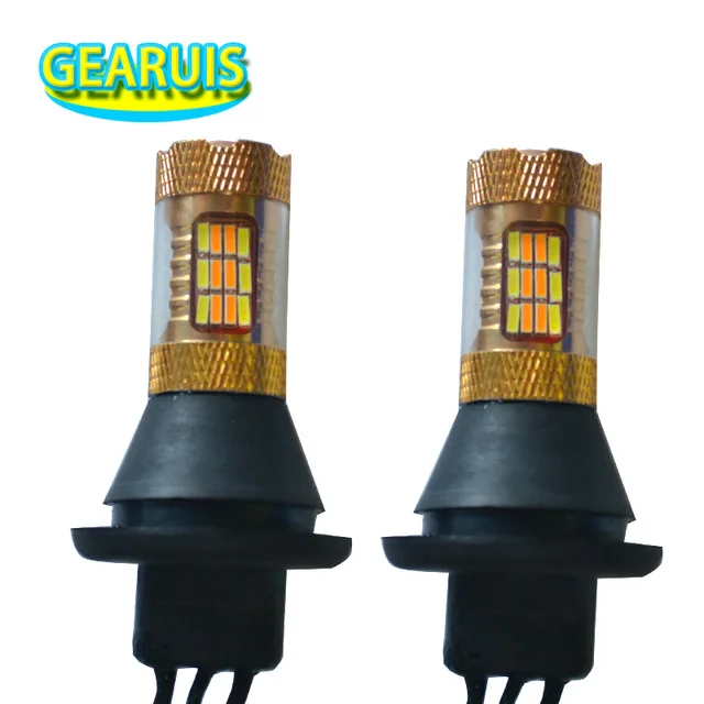 2pcs Car auto Switchback LED 1156 BAU15S BA15S T20 7440 54SMD 4014 lens White to yellow amber Turn Signal Light DRL Parking Lamp