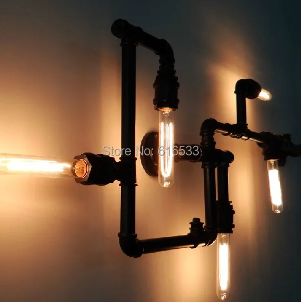 Industrial Vintage American Loft Lustre Water Pipe Shelf Edison Wall Sconce Lamp Restaurant Coffee Home Decor Lighting Fixture