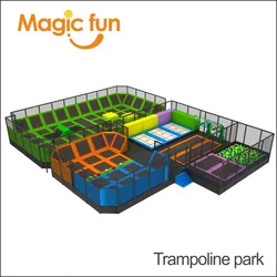 MAGIC FUN  Popular Newest Games Large Indoor Amusement Trampoline Games Park with Foam Pit Basketball and Climbing Wall