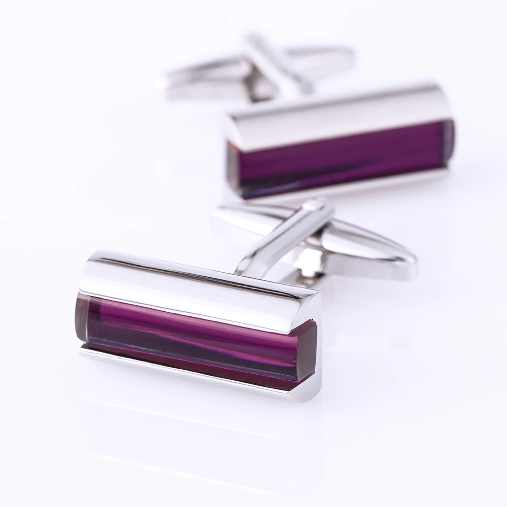 KFLK Jewelry shirt cufflinks for mens Brand Fashion Purple Crystal Luxury Cuff link Button High Quality Wedding guests