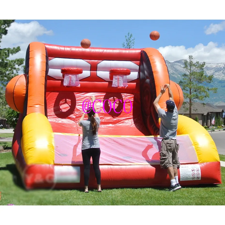 free shipping to door!4x3x3m Cheap Inflatable Basketball Shooter game for sale, inflatable basketball hoop