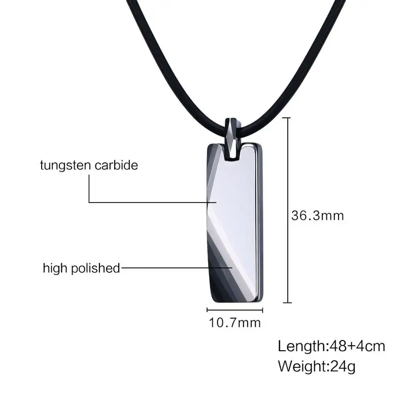 Mens Boys Chokers Tungsten Carbide Striped Pendants Necklaces With Black Rubber Rope Men Fashion Jewelry Collares Collier 17 \