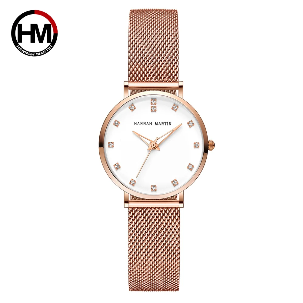 

Women Watches Japan MIYOTA Movement Top Luxury Brand Rhinestone Stainless Steel Mesh Wristwatches Waterproof Relogio Feminino