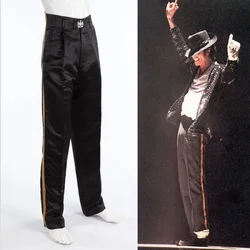 Rare MJ Michael Jackson Black Entertainers Golden Straight  trousers pants for fans Billie Jean