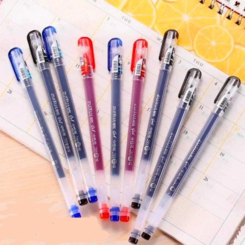 12 Pcs/lot Creative Needle Lead Diamond Head Gel Pen 0.38mm black/red/blue ink Student Stationery Gift School Office Supplies