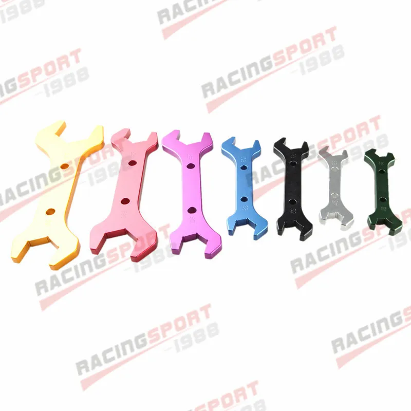 7 Pcs Billet Aluminum Double Ended AN Fitting Socket Wrench Spanner Tool Kit Wrench Set AN3-AN20 Universal