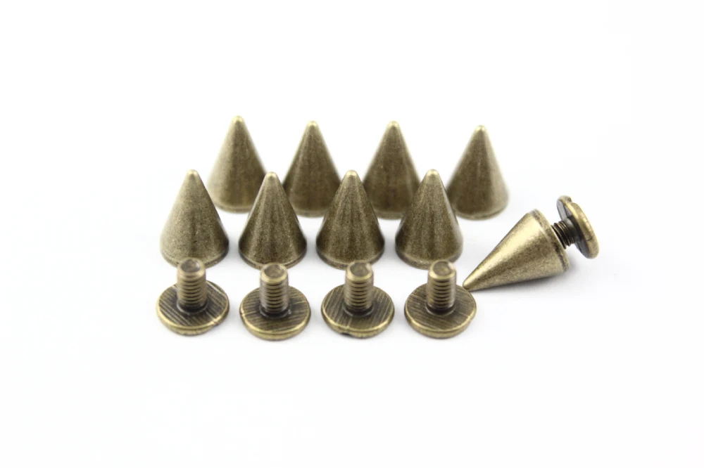 7mm*10mm Antique Brass Conical Metal Screw Back Spike Studs Punk Rock Rivets Nailheads Free Shipping Wholesale High Quality