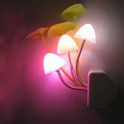 Mini Night Light Mushroom Lamp Novelty For Baby Led Bulbs Emergency Ac Eu&Us Plug Right Sensor 3 Colourful Fungus For Decoration