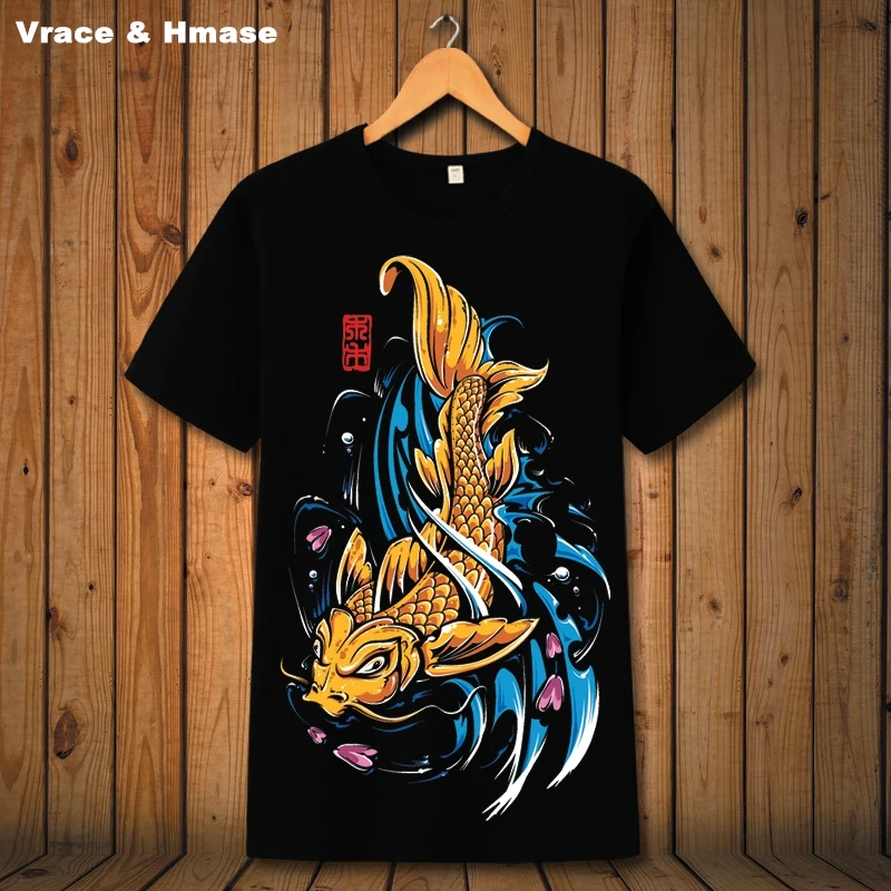 

Chinese style 3D carp pattern retro printing fashion short sleeve t-shirt Summer 2018 New quality breathable t shirt men S-6XL