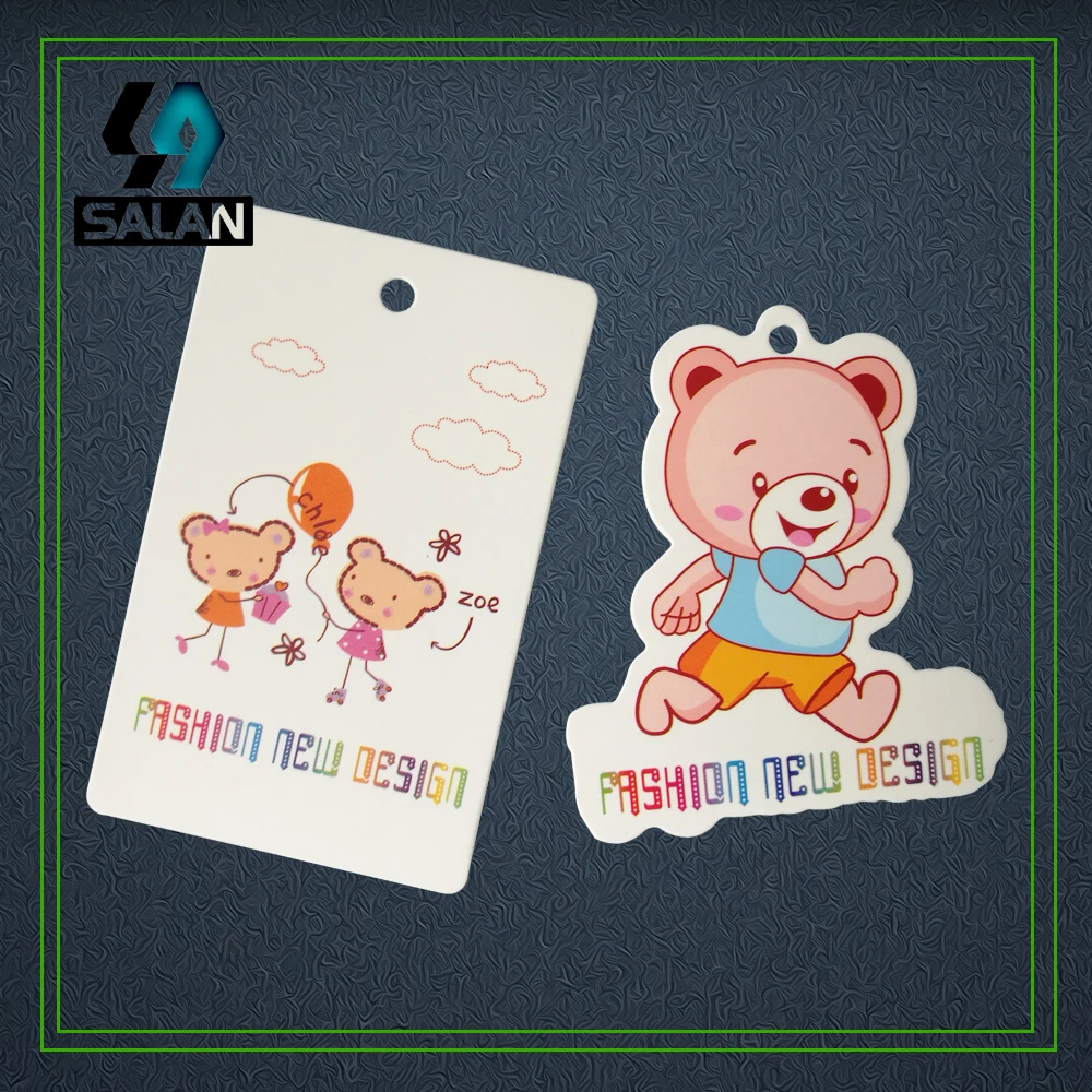 custom 400gsm thickness paper printed hang tags customize garment tags T-shirt tags kids clothing paper swing labels bookmarks