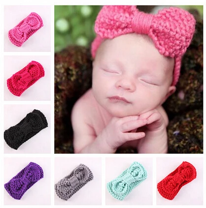 

2016 New 10pcs/lot Bowknot Crochet Knit Knitted Headwrap Headband Ear Warmer Hair Muffs Band Winter kids Headband Hairbands