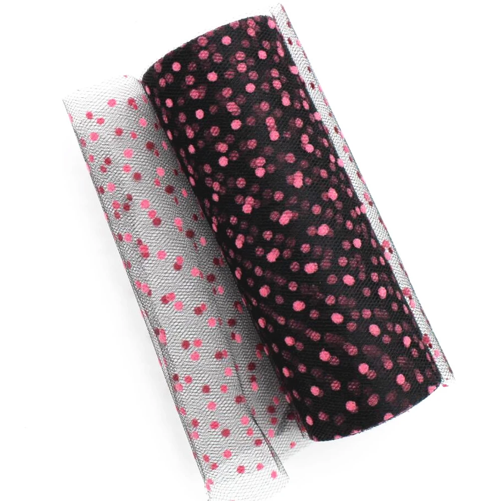 15CM colored polka dot tulle roll lace ribbon 10 yards DIY handmade material pompadour dress bow wedding New Year