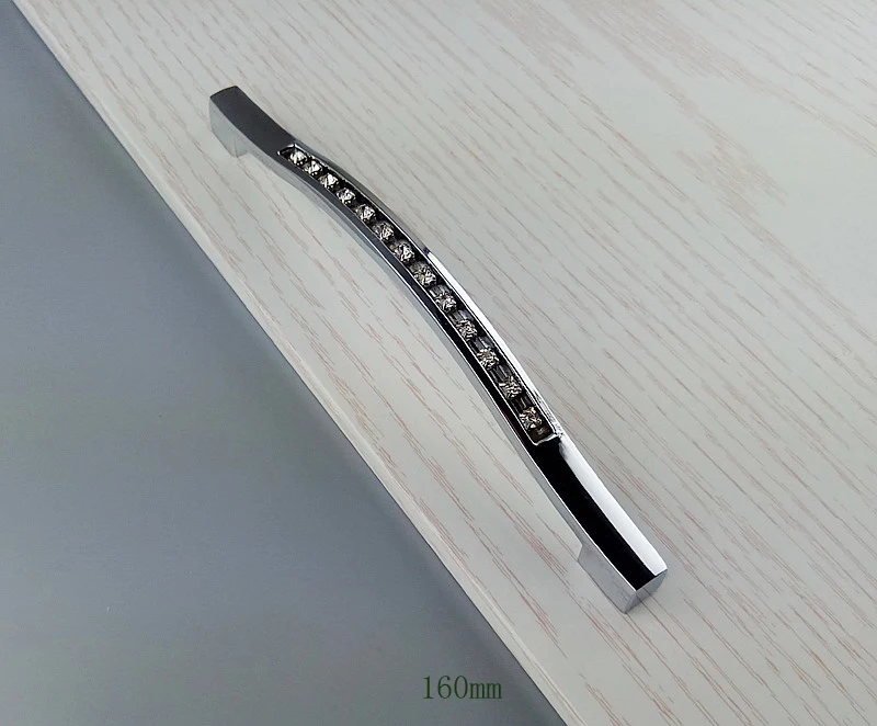 Modern Chrome Crystal Glass Diamond Furniture Handle Drawer Knob Wardrobe Kitchen Cabinets Cupboard Sliding Door Dresser Handles