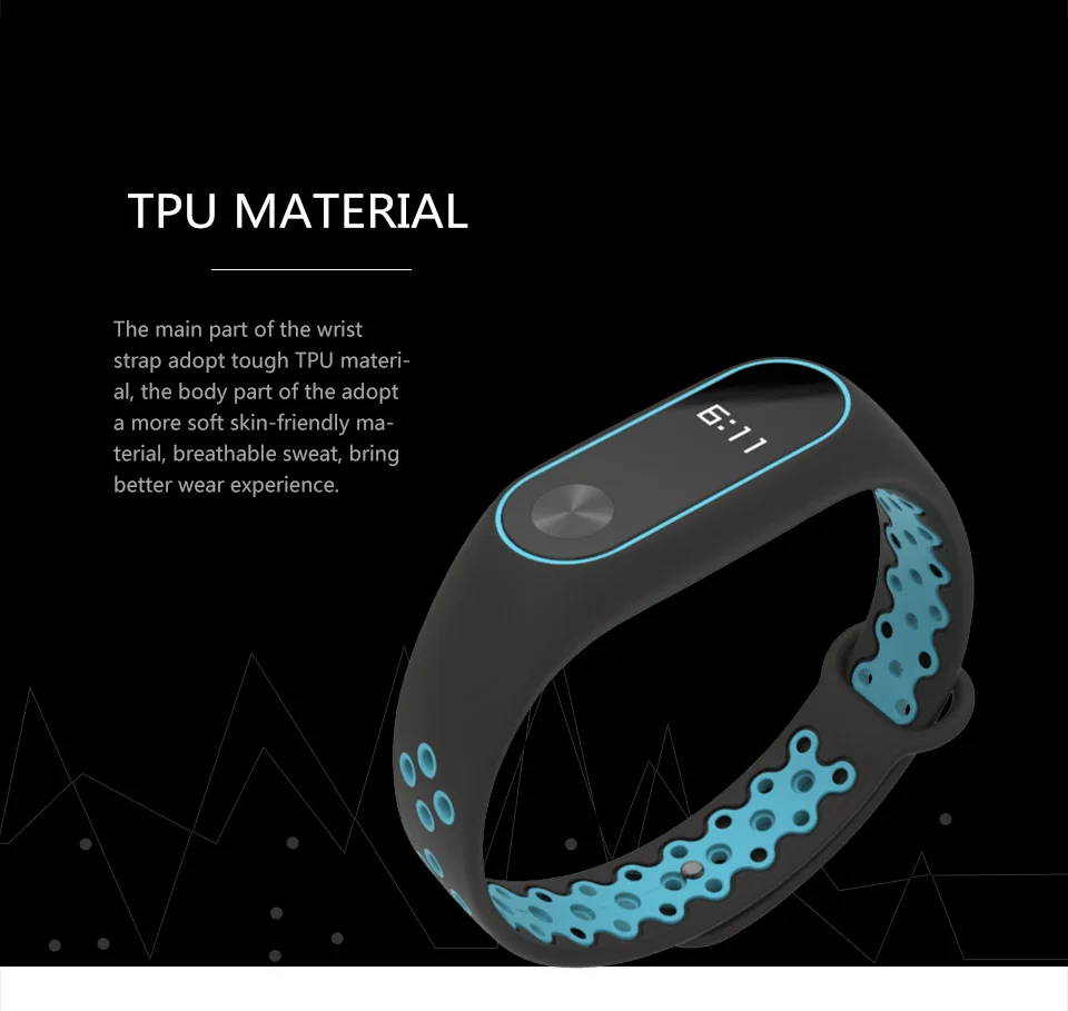 Strap for Mi Band 2 Bracelet Wristband for Xiaomi Band 2 Silicone Breathable Wrist Opaska Pasek for Miband Correa Wrist Straps