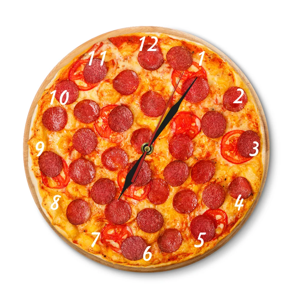 

Italian Pepperoni Pizza Wall Clock Italian Restaurant Pizza Design Clock Pizzeria Pasta Diner Chef Vintage Gift Sign Clock Watch