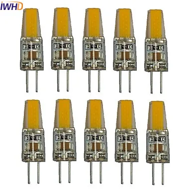 IWHD 2W COB G4 LED 12V Bulb 120LM Mini 220V LED G4 Bi-pin Lights Warm White/White Replace Halogen Chandeliers 10PCS