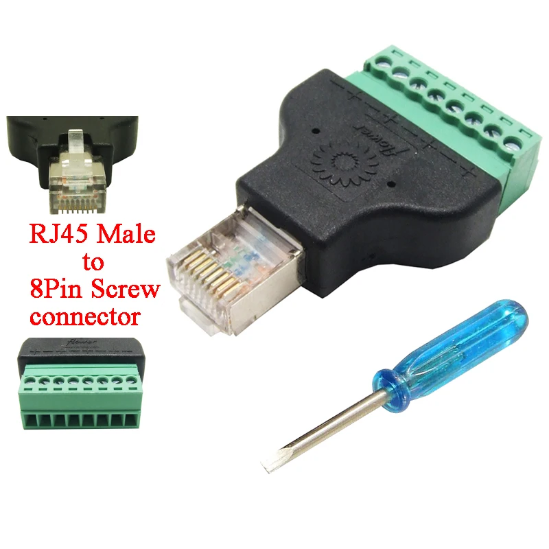 RJ45 connector RJ45 to Screw Terminal Adaptor RJ45 Male to 8 Pin connector RJ45 splitter for CCTV DVR