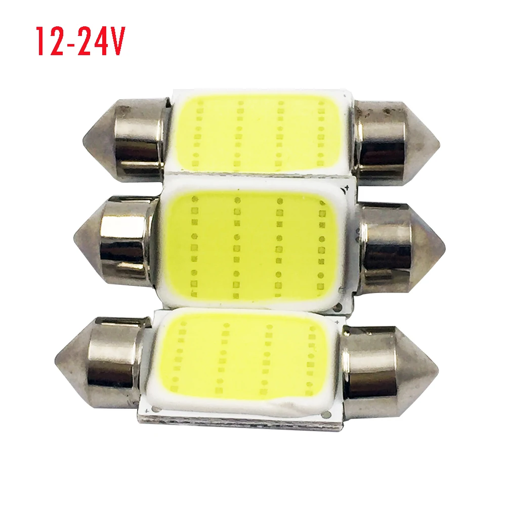 

YSY White 12Chips COB C5W Car Auto Festoon Dome Interior LED Lights Lamp Map Roof Reading Bulb DC12V 24V 31/36/39/41mm 50PCS