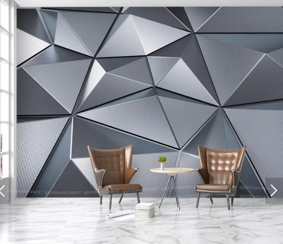 

3D Stereo Abstract Geometric Wallpaper Mural for Living Room TV Sofa Backdrop Wall Paper Contact Grey Murals