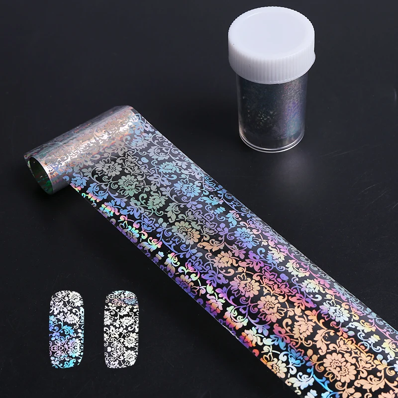 Holographic Nail Foil sticker 100*20cm beautiful Flower Paper Transfer Sticker Manicure Nail Art Decoration