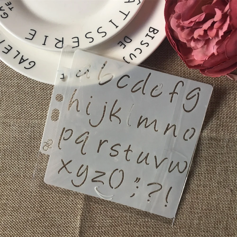 9Pcs/Set 14cm Alphabet Letters Gear DIY Layering Stencils Painting Scrapbook Coloring Embossing Album Decorative Card Template