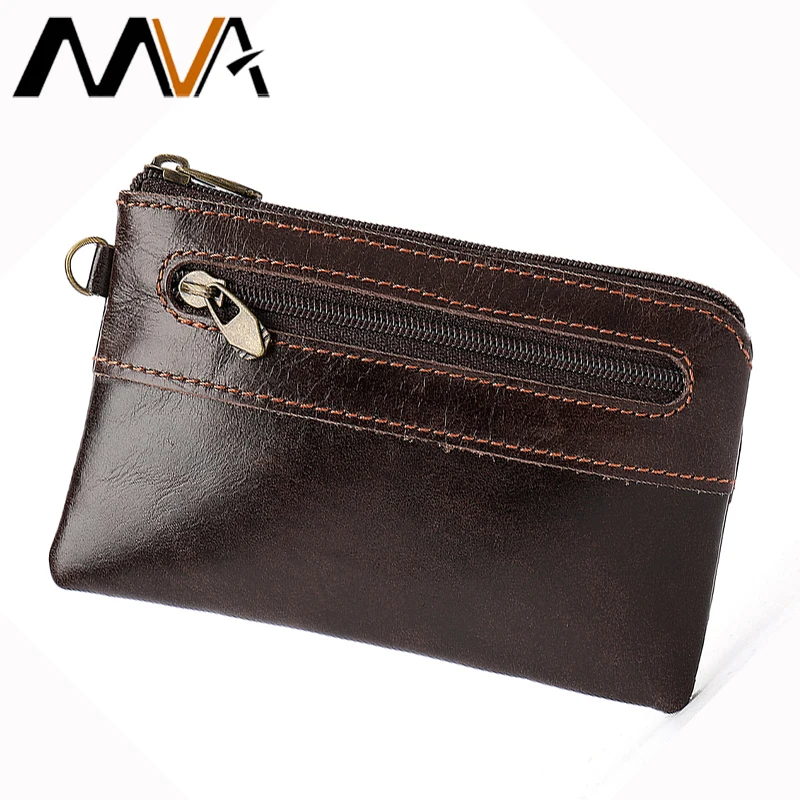 MVA Wallet Men\'s Genuine Leather Coin Purse Zip/Short Wallets for Cards Male Slim Wallet Purse Card Holder Small Wallets 8118