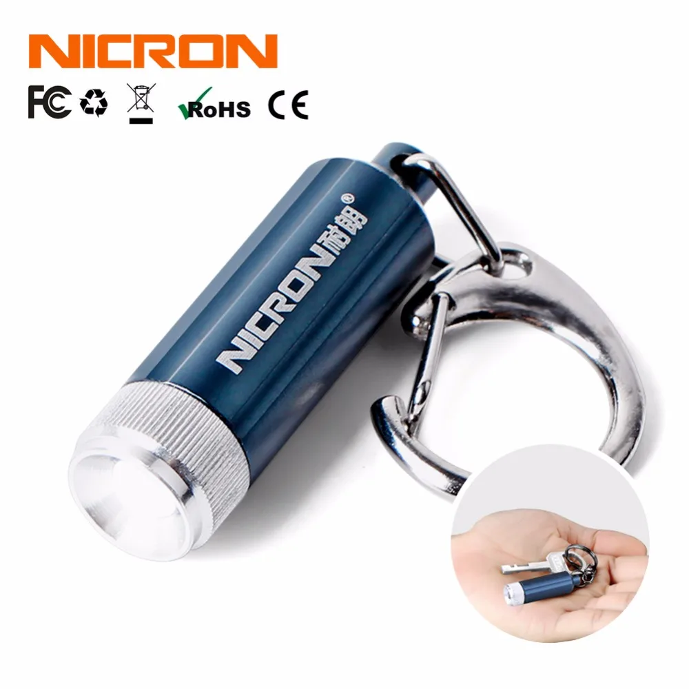 NICRON 0.25W Hot Sale Supoer Mini Flashlight Convex Mirror LED Micro Keychain Flashlight Lamp Light Torch Carabiner G10A