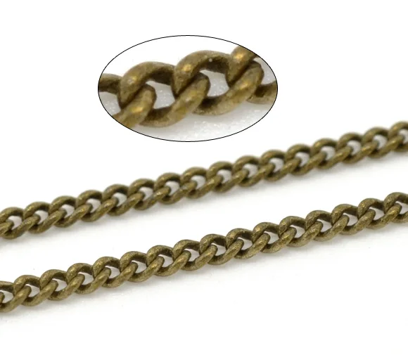 Iron Alloy Soldered Link Curb Chain Findings Antique Bronze Color Metal Chains DIY Making Necklace Bracelets Jewelry 3x2mm,5M