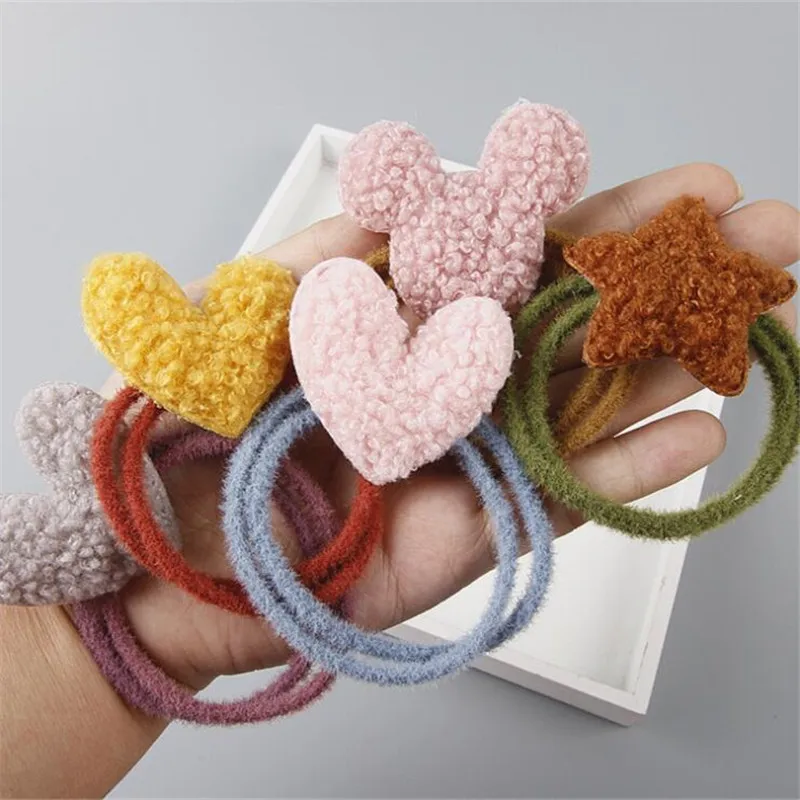 

Cute Plush Love Scrunchie Baby Elastic Hair Rubber Band Accessories For Children Girls Kids Tie Hair Ring Rope Headwear Headdres