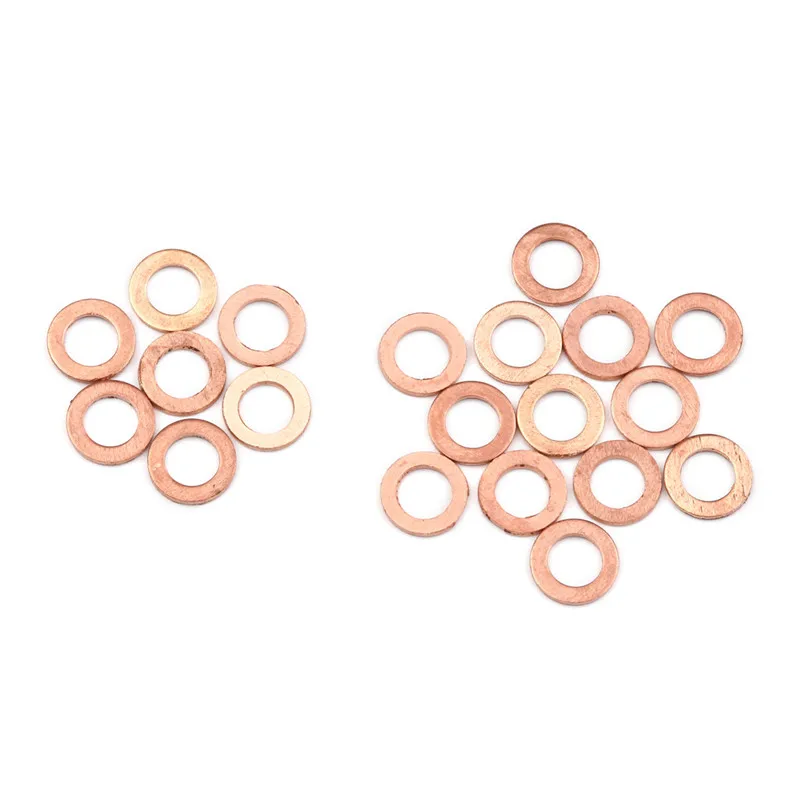 Arruela de cobre sólido 20 tamanhos 6x10x1mm, anel plano de vedação, arruelas para vedação de óleo, acessórios de hardware