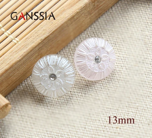 30pcs/lot Size:13mm Flower Crytal buttons with stone Shirt Resin Button Scrapbooking DIY Accessories (ss-107)