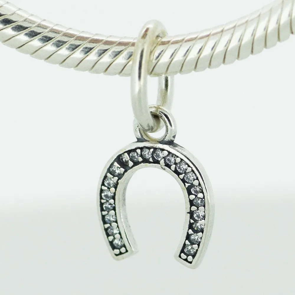 

925 Silver Jewelry Beads Lucky U Paved CZ Crystal Charms Beads Women DIY Jewelry Fit Silver Charm Bracelets For Women & Men