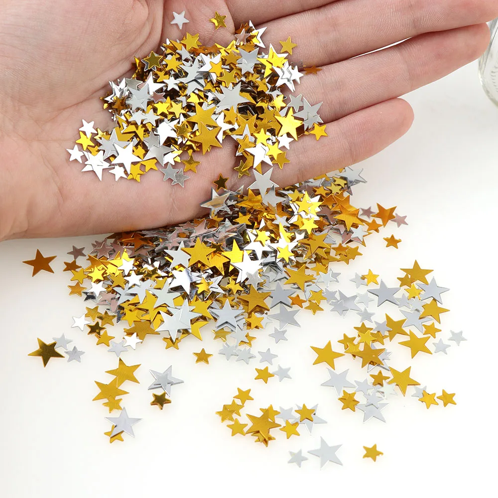 15g Mix Gold&Silver Five-pointed Star Confetti Sequins Christmas Table Decor For Home Party Decor/Wedding Throw Confetti