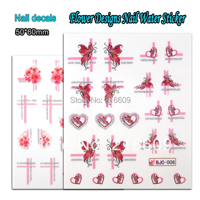 3D Nail 22Sheets/Lot Mix 11 Designs Flower Water Nail Sticker Glitter Powder Designs Nail Art Water Transfer Decals BJC001-011