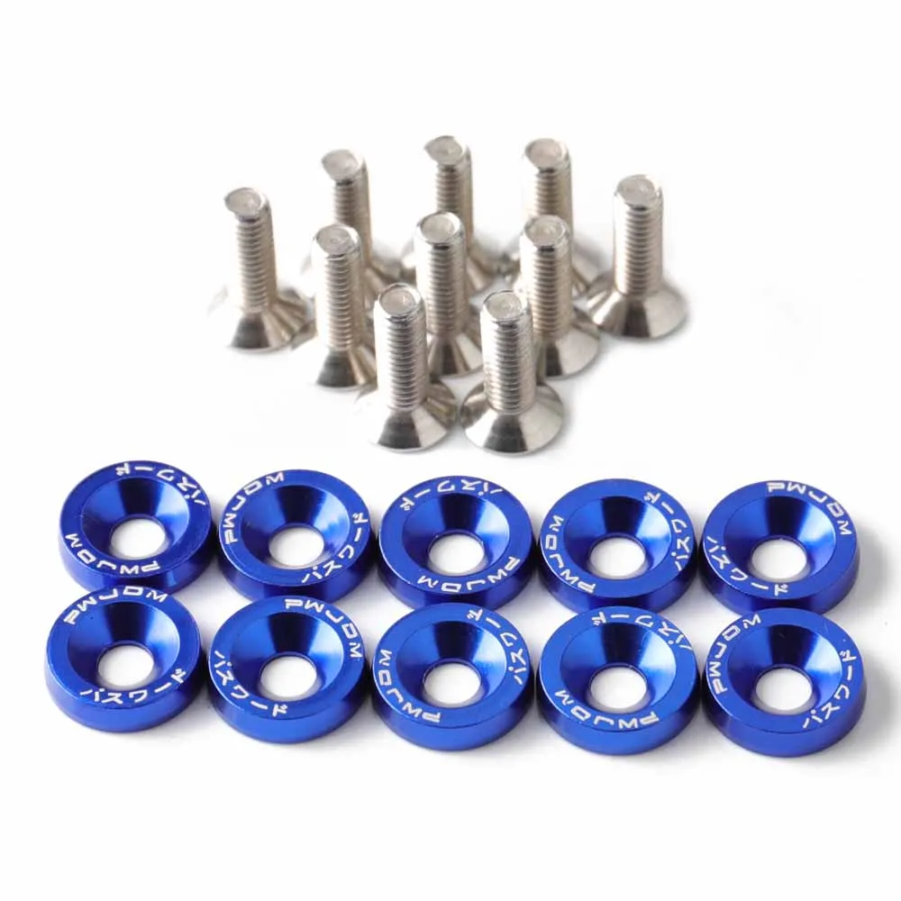 Aluminum PWJDM Fender Washers Bolt Fender Washer License Plate Bolts M6x20 10Pieces/pack