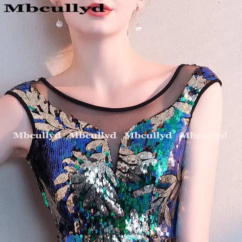 Mbcully 2023 brilhando lantejoulas sereia vestidos de baile africano com sheer scoop neck backless elegante preto meninas noite gala vestidos