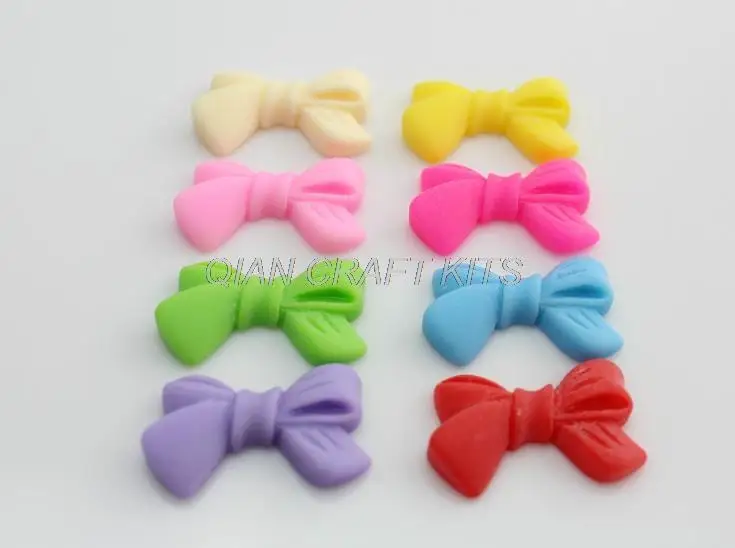 250pcs lovely Mixed matte finish Resin Bow Cabochons (24mm) Cell phone decor, hair pin, rings DIY kawaii bows D25