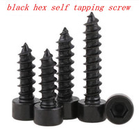 5-50pcs/lot M1.7 M2 M2.3 M2.6 M3 M3.5 M4 M5 M6 Carbon Steel Cup Head Black Hexagon hex Socket Self-Tapping Screws