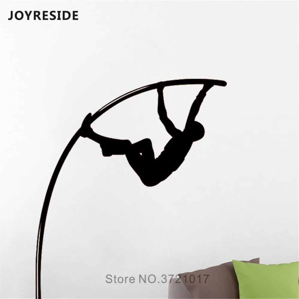 JOYRESIDE Pole Vault Jump Wall Decal Sports Wall Sticker High Jump Vinyl Decor Home Kids Playroom Decor Interior Design A1101