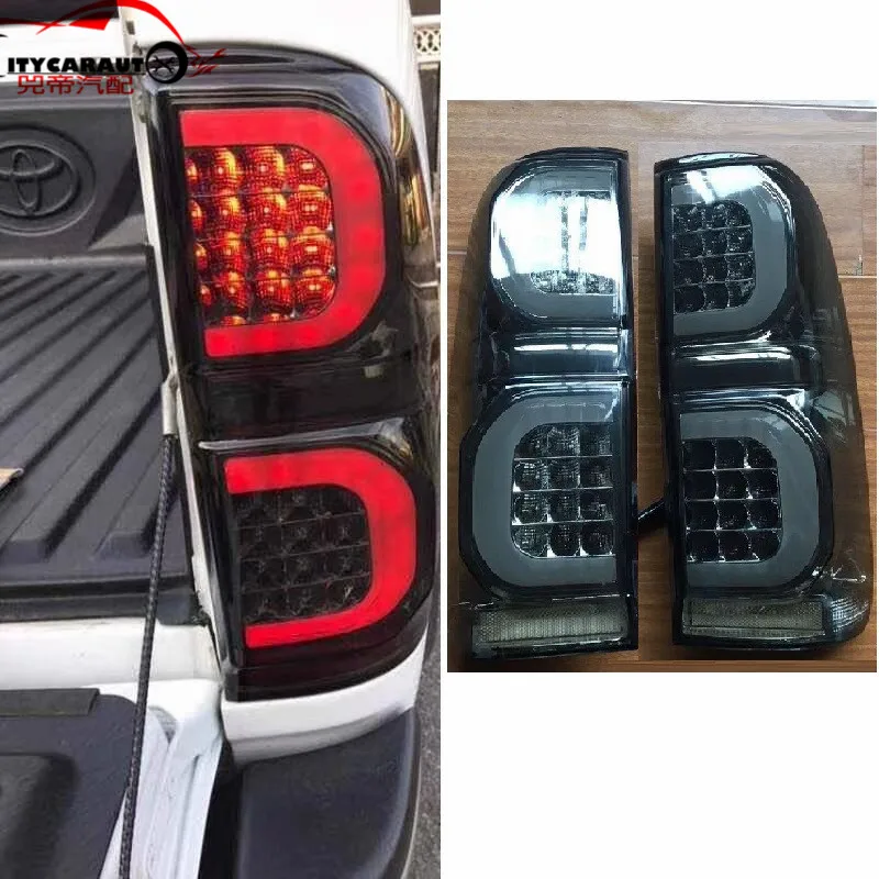 auto accessories led rear lights tail lamp fit for hilux vigo car led brake lights rear lamp black for hilux vigo 2012-14