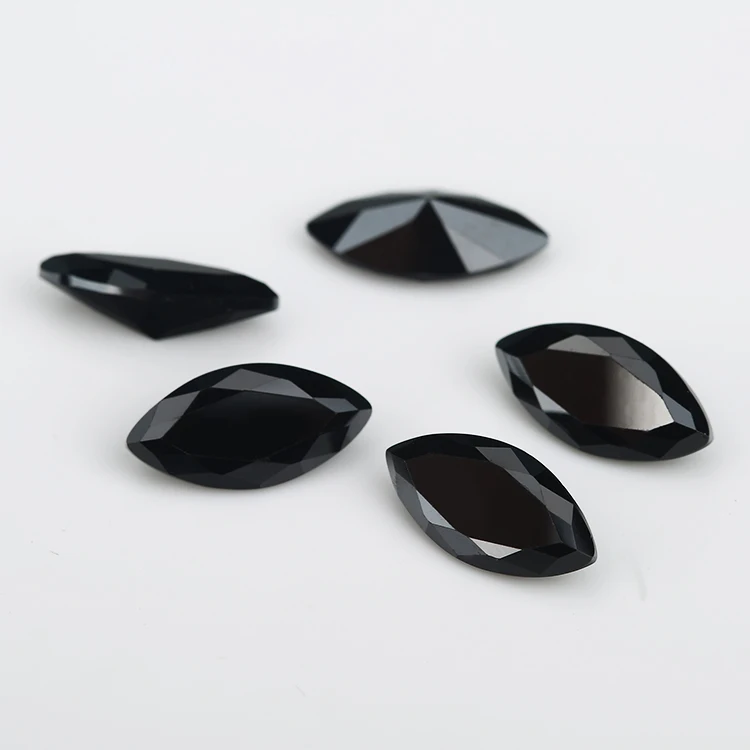 

100pcs 1.5x3~8x16mm Marquise Shape Loose Stone Black Color Glass Synthetic Gems For Jewelry DIY Stone