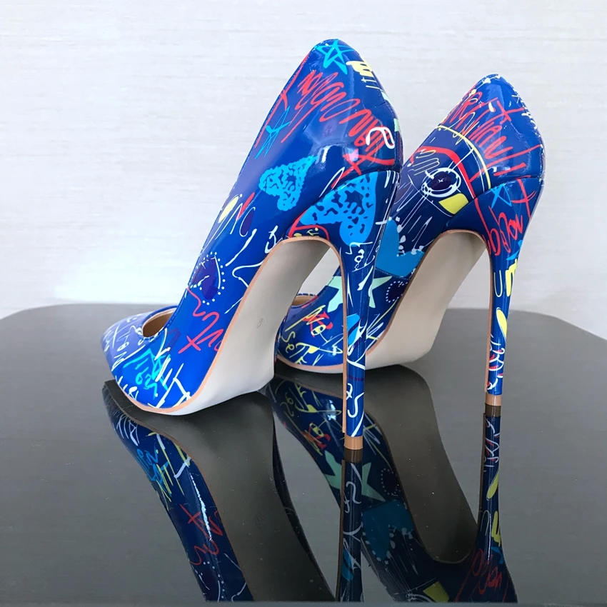 Brand Girls Sexy High Heels Printed Multi Colors Stilettos Sexy Wedding Shoes Woman Platform Pumps Womens High Heel Shoes Lady