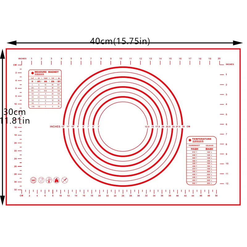 Thicken Paltinum Silicone Mat Knead Flour Pad Slim Non-stick Cooking Baking Mats Oven Cake Placemat 30X40cm