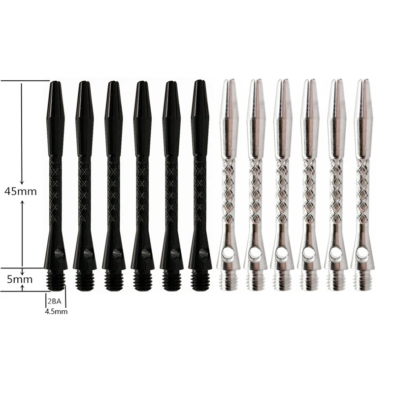 Yernea High-quality 6Pcs/Lot Darts Shaft Aluminium Alloy Material 45mm Shafts Silvery White and Black Two Colour